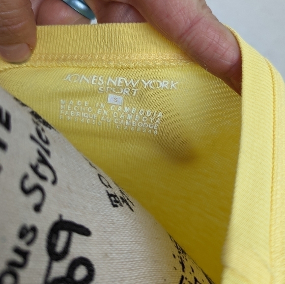 Jones New York Women's Size Small Light Yellow 3/4 Sleeve Top - Picture 5 of 6